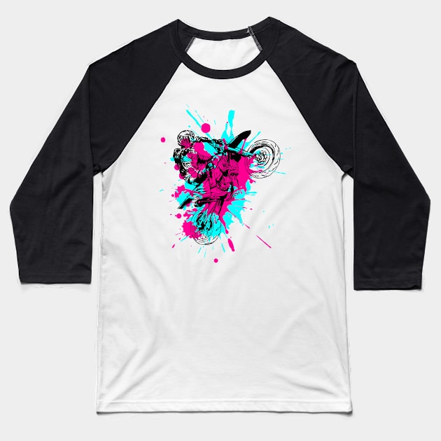 Splash Paint Motocross Baseball T-Shirt by Bruno Pires